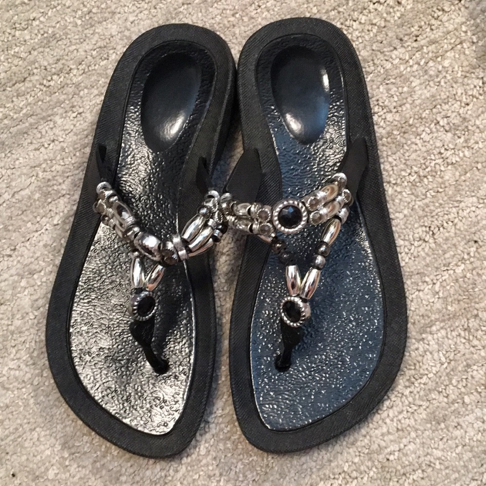 Jeweled black Sandals ALMOST NEW